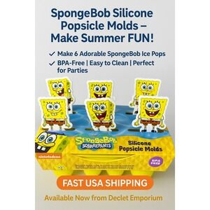 SpongeBob Silicone Popsicle Mold — Makes 6, Nickelodeon Ice Pop Tray
